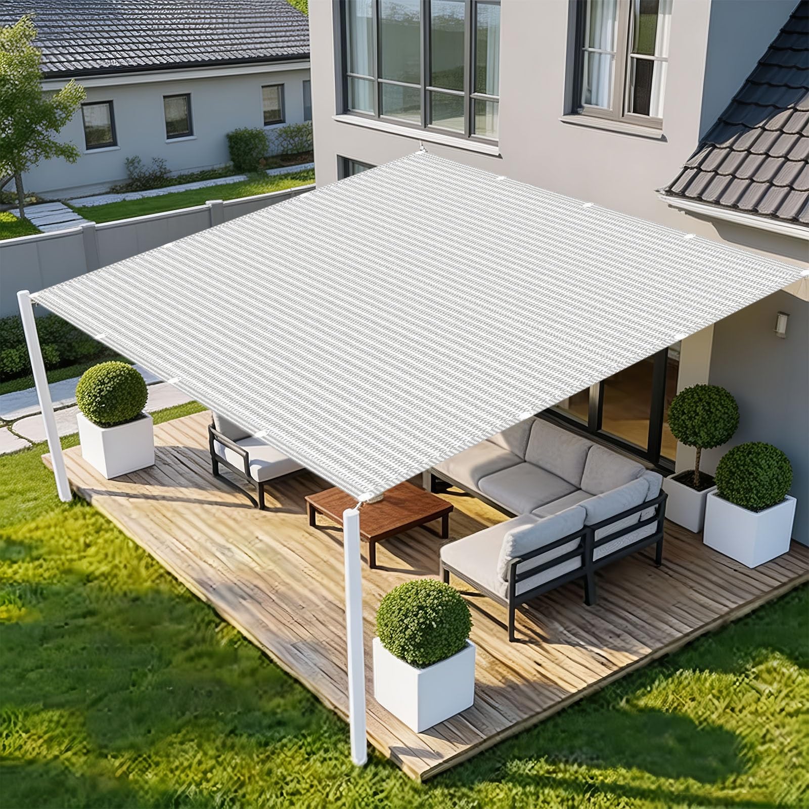 Sun Shade Sail Canopy 2.4 x 2.9 m HDPE Sun Protection UV Resistant Breathable Rectangle Insulating Cooling Shade Sail for Garden for Outdoor Garden Patio Party, White