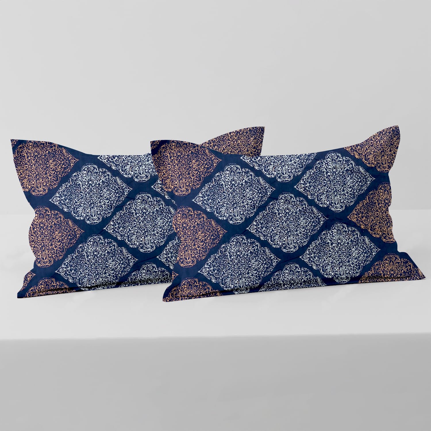 Cloth Fusion Glace Cotton Pillow Cover Set of 2 with Envelope Closure, Soft Pillow Case for Comfort (17"X27" Inches, Midnight Paisley)
