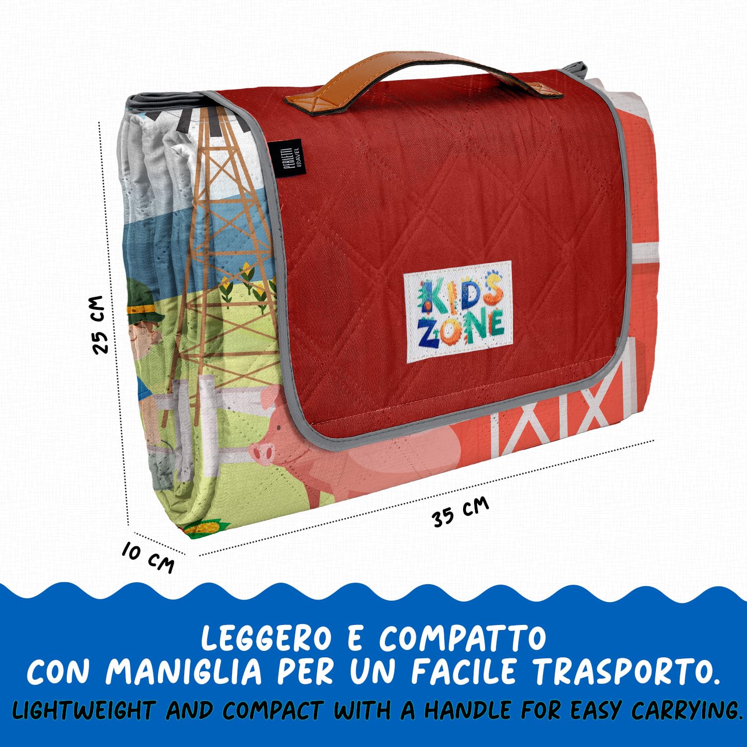 PERLETTI Manta Picnic Impermeable para Niño 150x150 - Manta Camping Picnic Blanket para Playa Parque Jardín Senderismo - Alfombra para Exterior Niños Plegable Portátil Multifunción (Granja, 200x200)