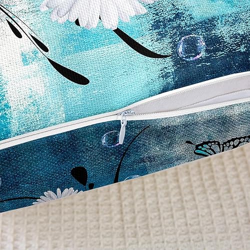 Miniatura 6 de Paquete de 2 fundas de cojín turquesa de 18 x 18 pulgadas para niños, fundas de almohada decorativas color verde azulado y gris degradado para niñas