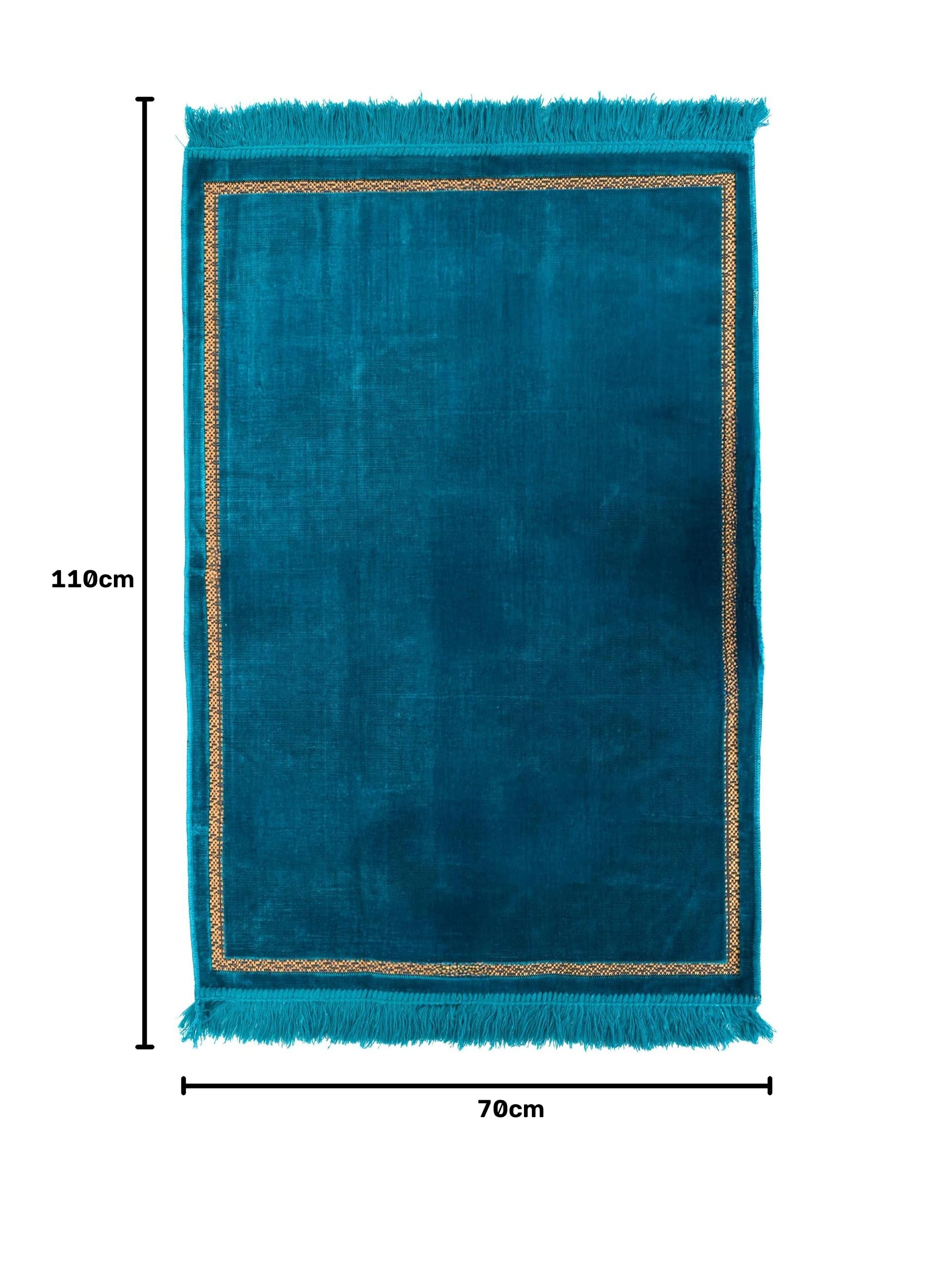 Velvet Prayer Mat - Blue Janamaz for Namaz -2