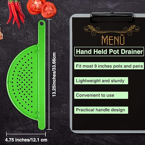 Miniatura 2 de Escurridor de ollas con asa de mano, colador lateral de plástico para ollas, para fideos, frutas, verduras y más, se adapta a hasta 9 pulgadas