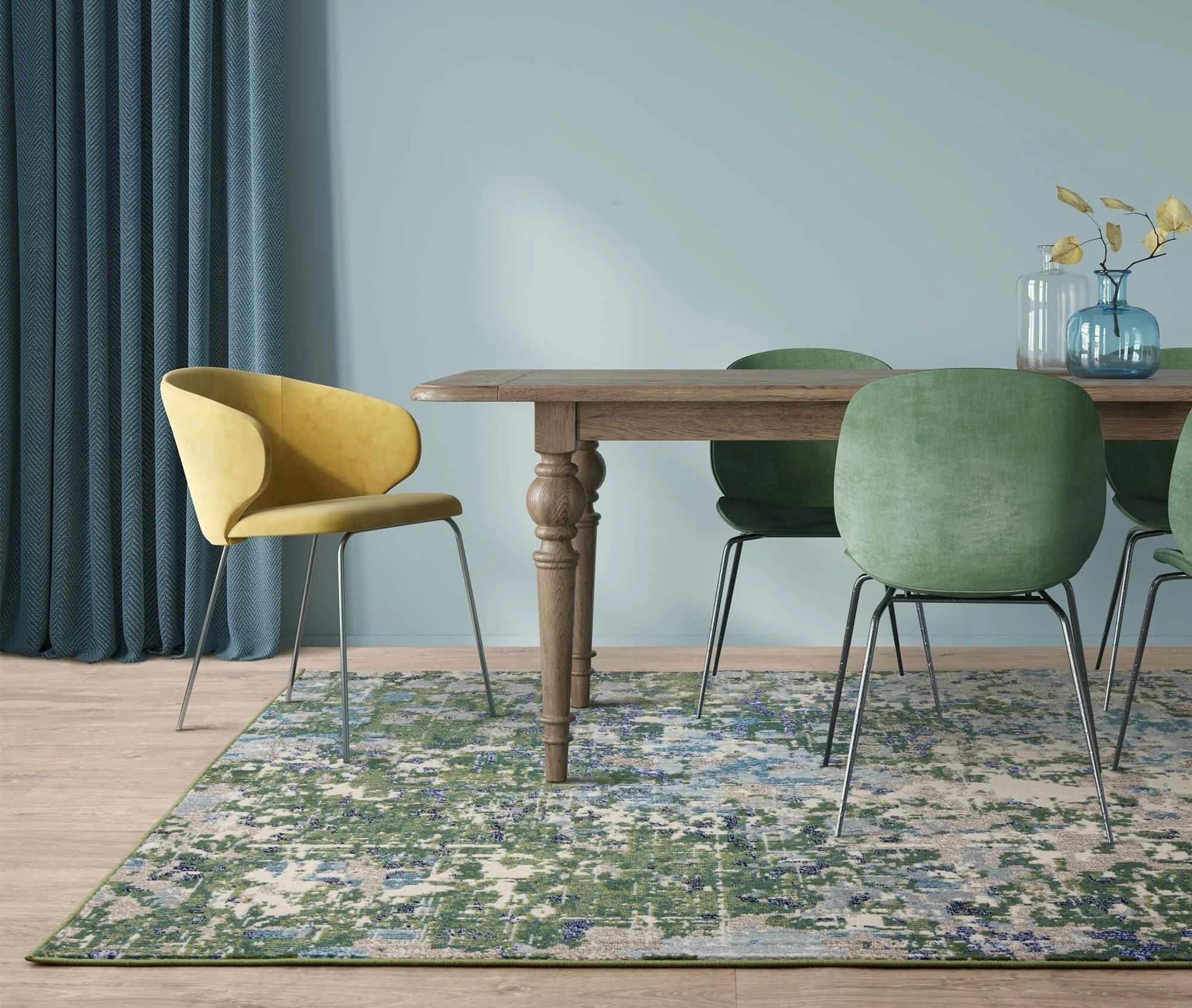 Lord of Rugs Colores Cloud Rug for Living Room, Bedroom, Kitchen, Kids Room, Dining Floor, Abstract Carpet Vibrant Multi Colours Flatweave Rug Jungle Green CO09, Large Size 160 x 230 cm (5'3"x7'7")