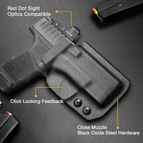 Miniatura 9 de OWB Funda Kydex compatible con Glock 1719, Glock 4343X, SD9 VE, M&P 9 M2.0 Compacto y tamaño completo, SCCY CPX-1 CPX-2, Hellcat, Taurus G3CG2C, M&P