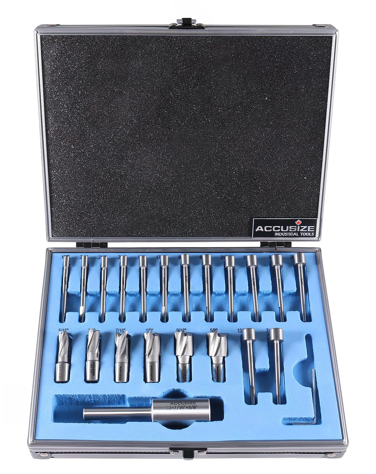Accusize Industrial Tools 21 Pcs Hss Interchangeable Pilot Counterbore Set, 3620-0121