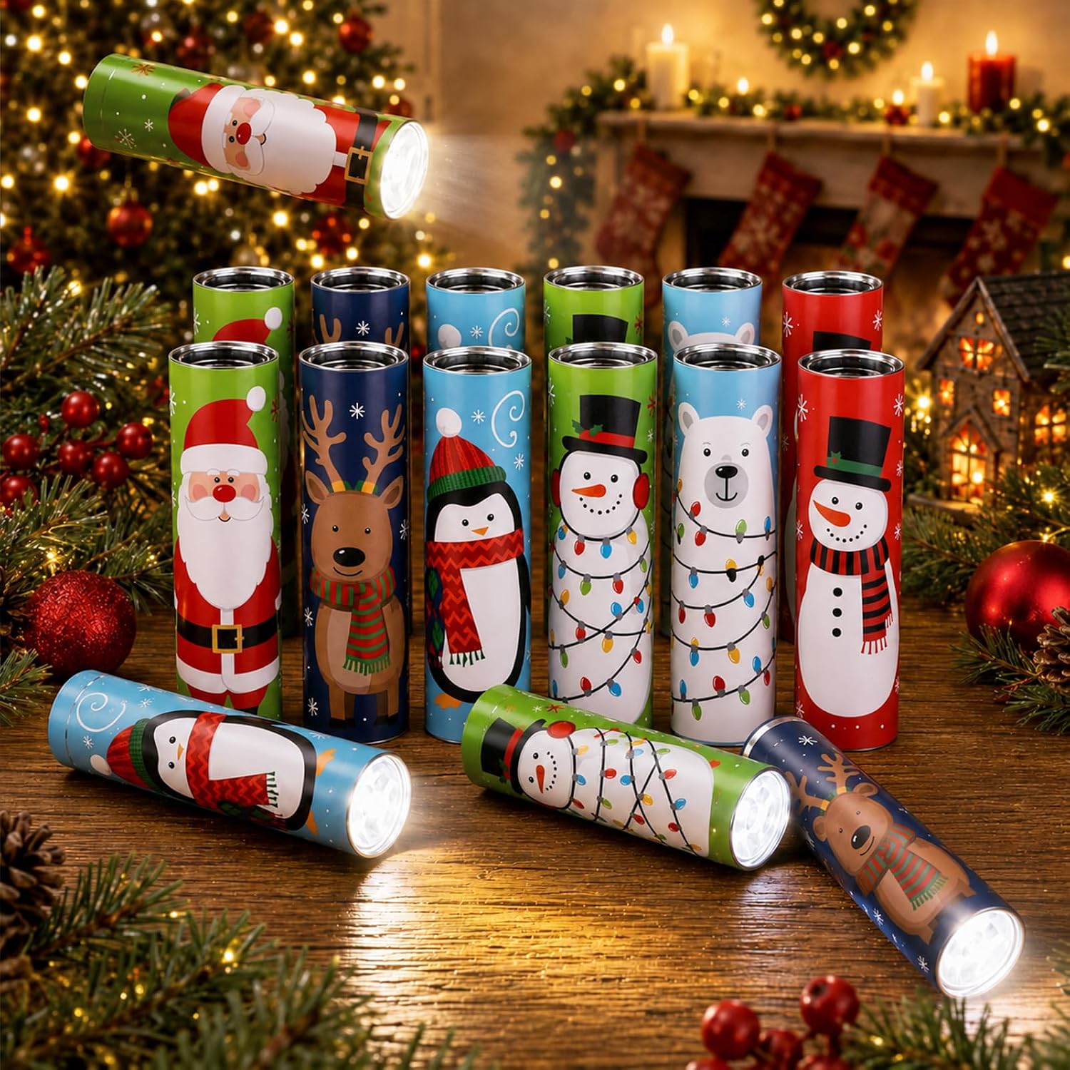 12 Pcs Christmas Flashlights Gifts, Stocking Stuffers, Batteries Included