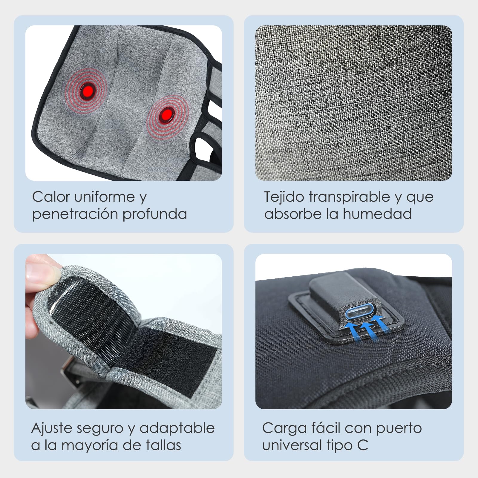 Rodillera Inalámbrica con Calor, Masajeador de Rodilla | Vibration und Luftdruck-Massage, 3 Heizstufen, 3 Vibrationsstärken, 5 Timer-Optionen, 5000mAh Akku