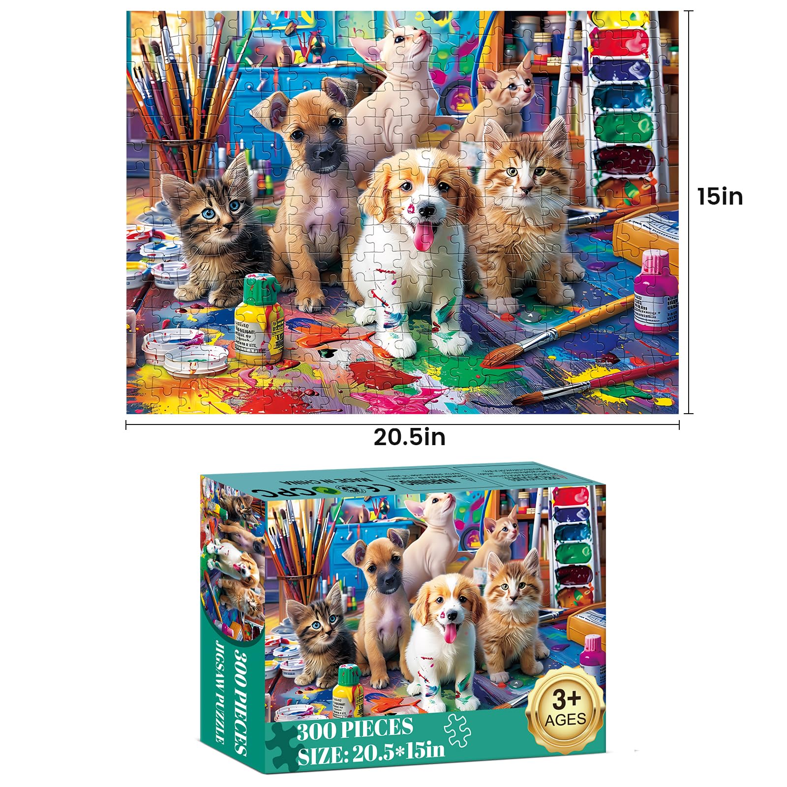 PICKFORU 1000 Piece Dog Puzzle - Vintage Puppy & Houseplant Art Jigsaw For Adults, 27.5x19.7 Inches