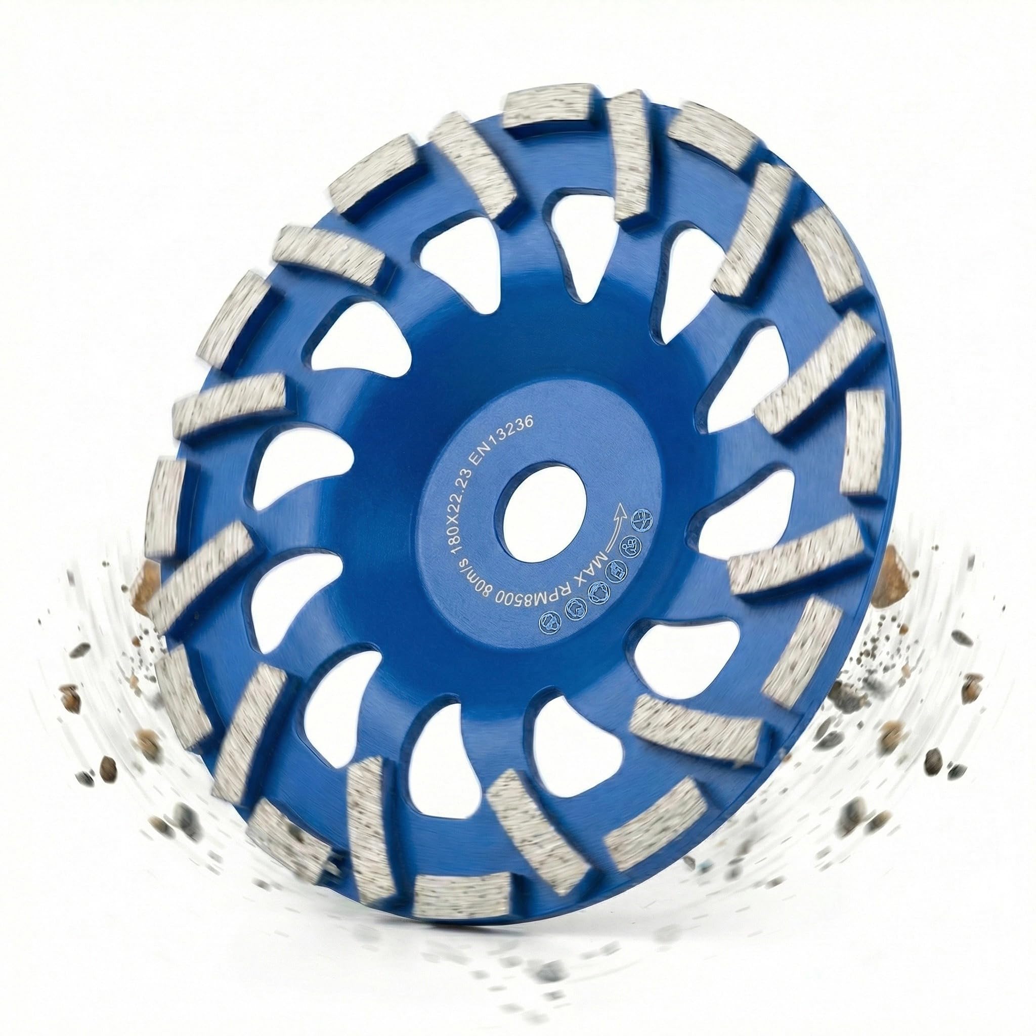 Diamant Schleiftopf 180mm × 22,23mm, Beton Schleifscheibe für Schleifarbeiten mit Beton und harten Baustoffen Granit Naturstein Estrich Putz Marmor (Blau, 180mm)
