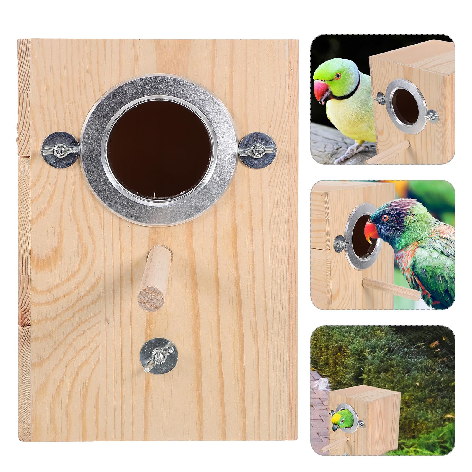SHINEOFI Caja Nido para Pájaros de Madera Natural Apertura Fácil, Diseño Elegante y Segura para Anidación en Jardín y Decoración Interior y Exterior