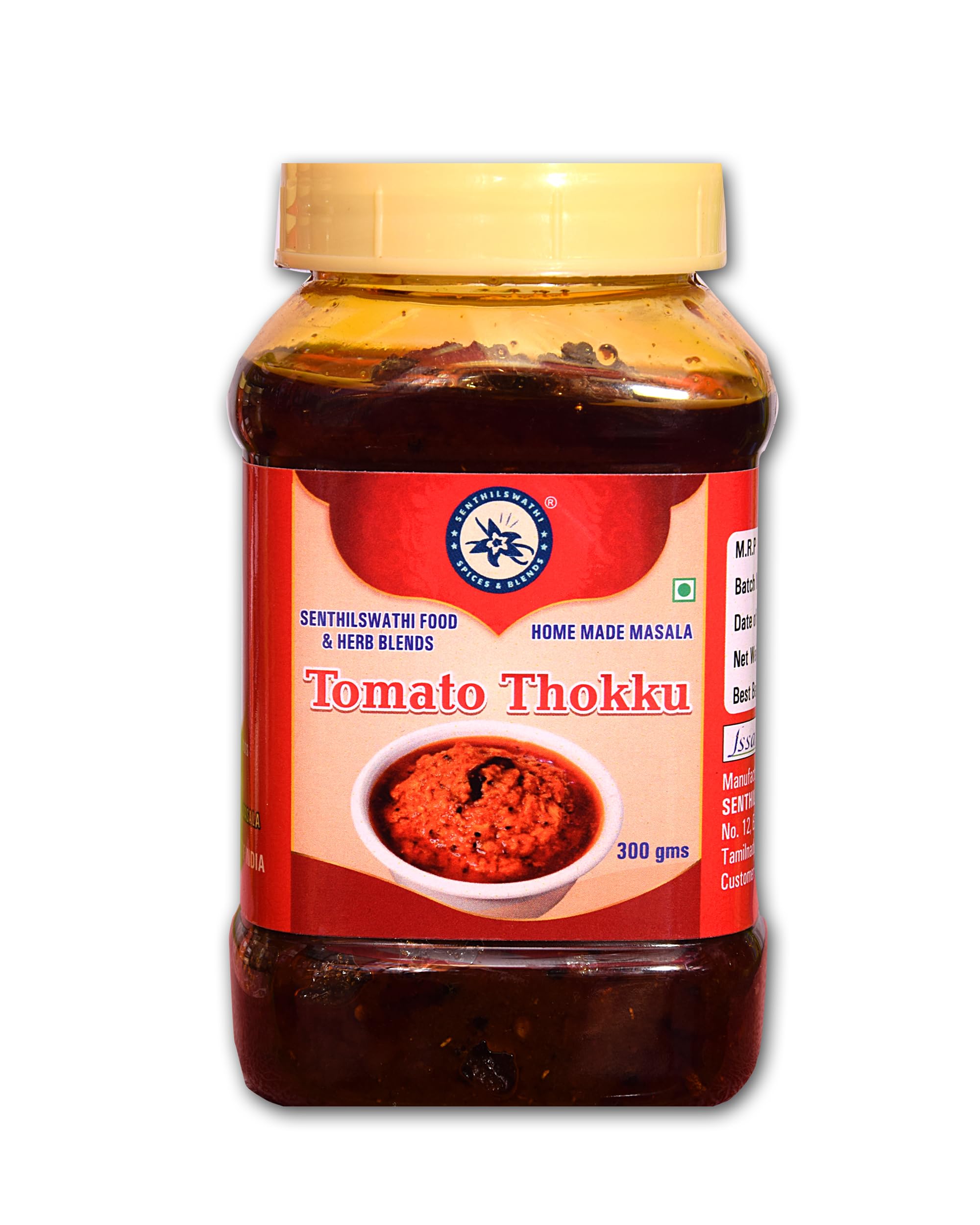 SENTHILSWATHI FOOD TOMATO THOKKU-300G NASTALGIC TASTE RICE MIX HOME MADE PURE GINGELLY OIL CHETTINADU SPICEL NO PRESERVTIVES