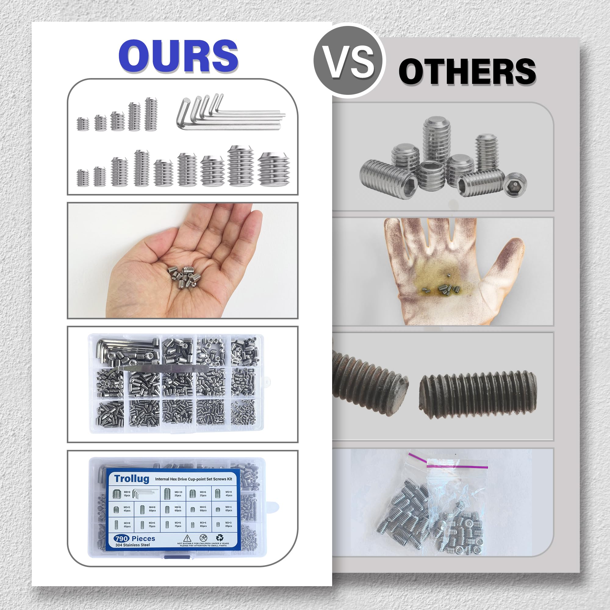 Set Screw Assortment Kit - 1305PCS Stainless Steel -4