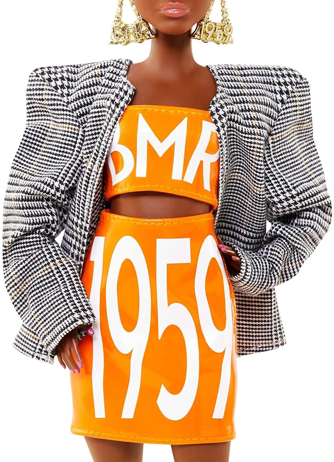 Barbie GNC46 BMR1959 (lilahaarig) Streetwear Karo-Blazer, Spielzeug ab 6 Jahren
