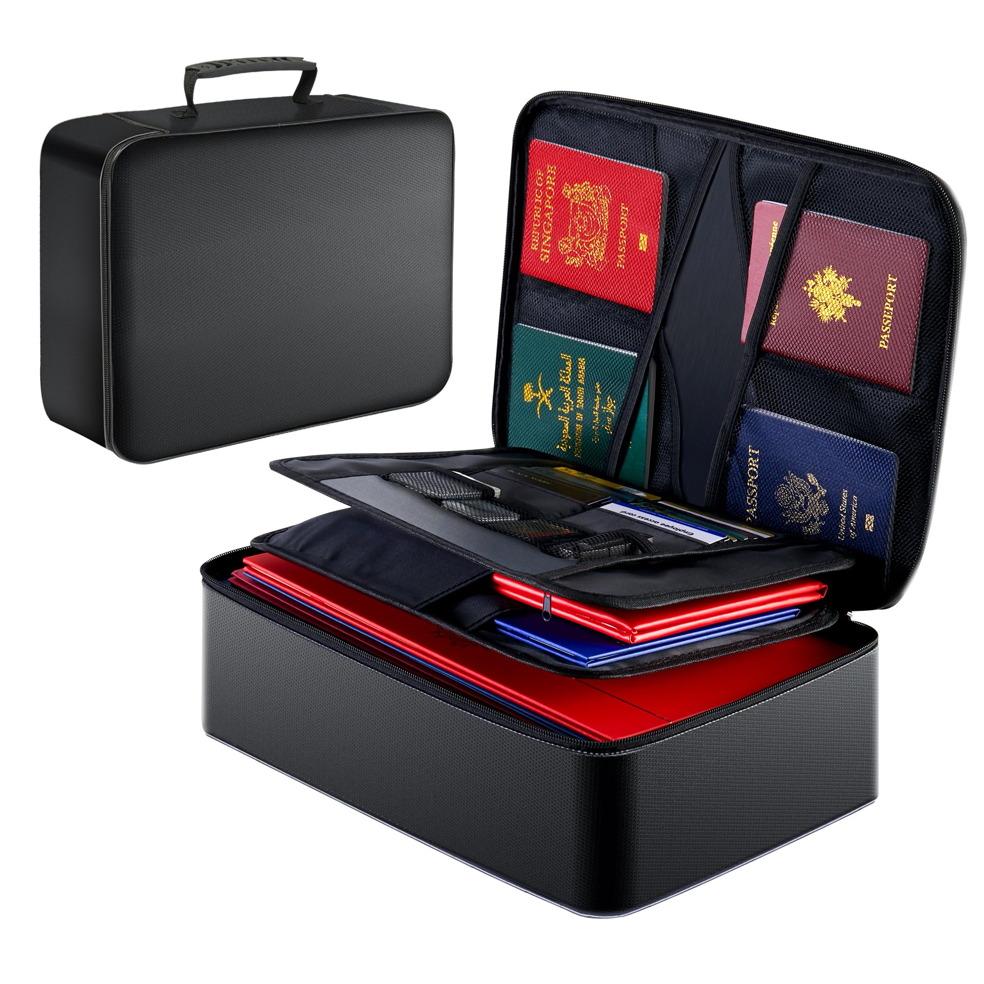 GIANTLUMl 5200°F Document Organizer with Lock,Upgraded Heat Insulated Fireproof?Waterproof Box 8 Layers File Organizer,Portable Home Office Safe Storage for Important Documents,Safe Box,Fireproof Bag