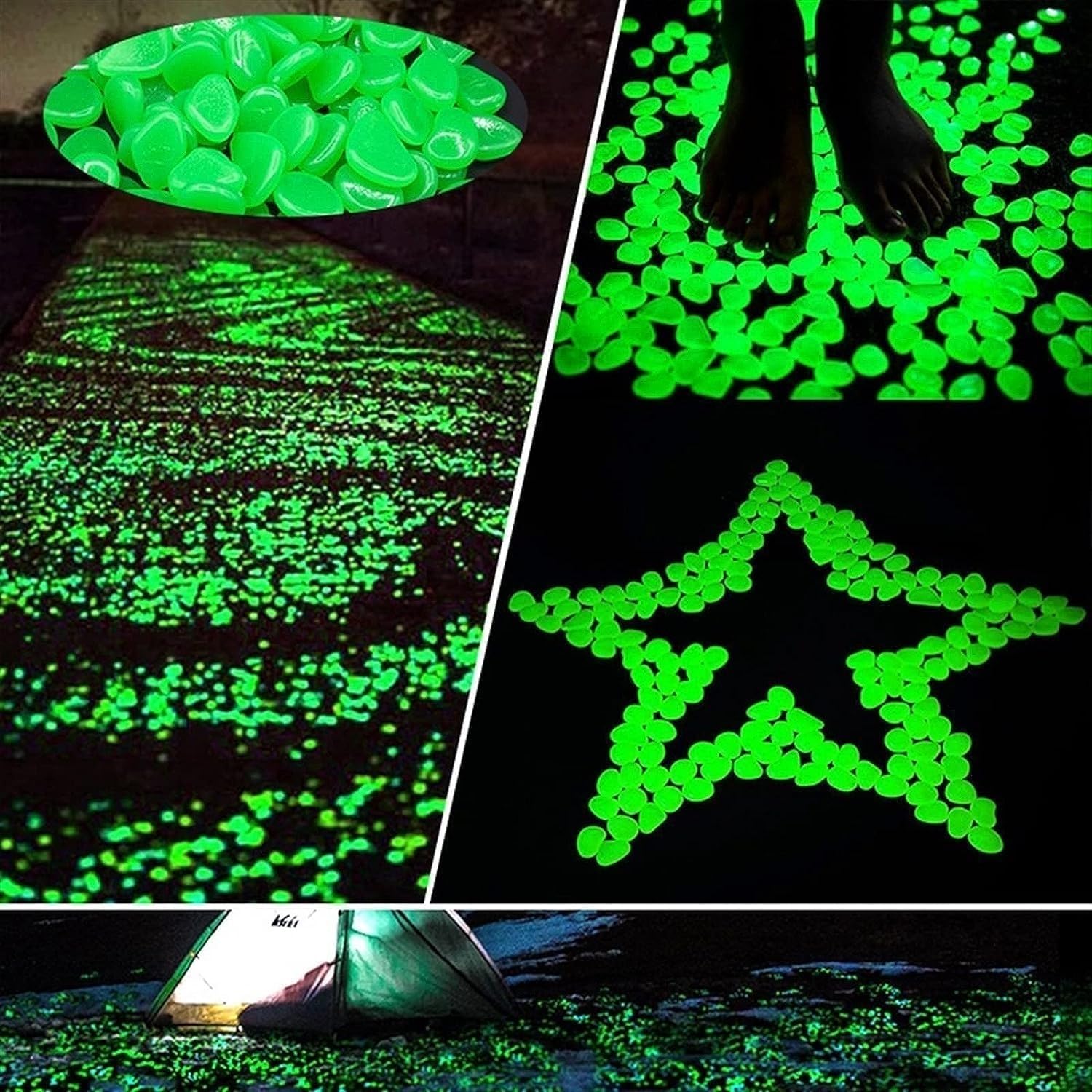 Ciottoli luminosi for acquario, Ciottoli da giardino, 1200/1800 pezzi Rocce Decorazioni for interni ed esterni Pietra luminosa for giardino/Acquario/Acquario/Vasi for piante/Passerella bonsai/Vialetto