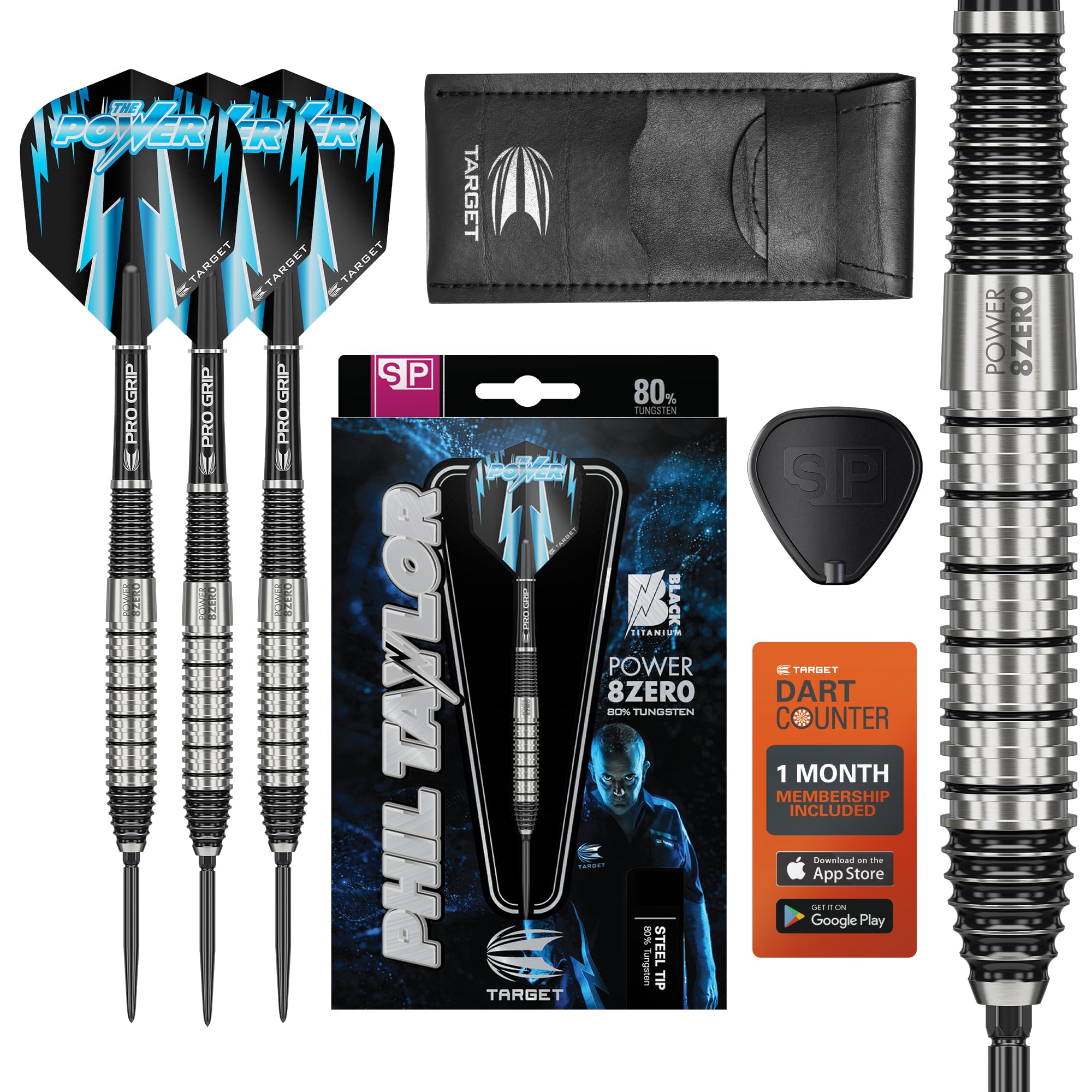 Target Darts Phil Taylor Power 8-Zero 2 Steel Tip Darts, 80