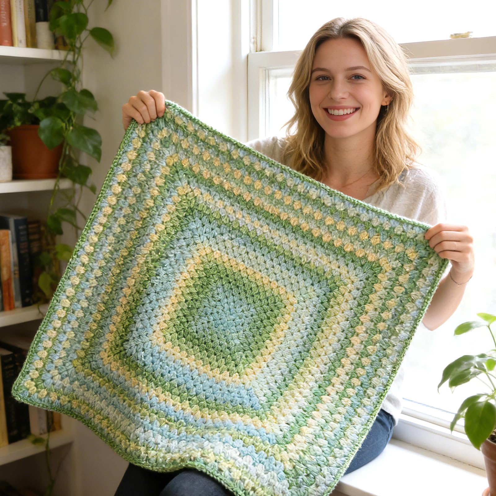 Aeelike Farbverlaufsgarn zum Häkeln, weiches Ombré-Märchenland-Garn Nr. 3, leicht mit leuchtenden Farben, 6 x 100 g, 245 m, für Bastelarbeiten, bunte Deckenschals, Mützen, grüner Farbverlauf