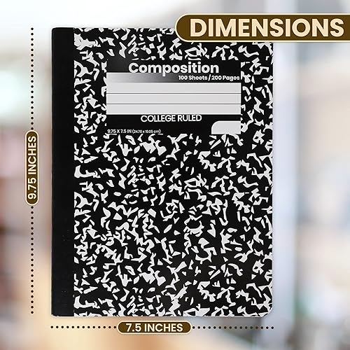 Miniatura 6 de Cuadernos de composición a granel, Cuadernos de papel con rayas universitarias, 100 hojas, Cuadernos de suministros escolares, Cuadernos de