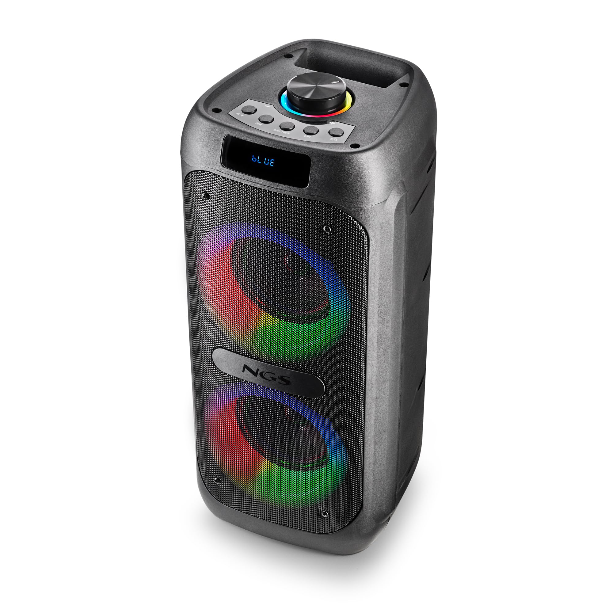 NGS Wild Banger 2 – Altavoz Compatible con Tecnología Bluetooth | 160W potencia pico, True Wireless, luces RGB, función karaoke con entrada micro, batería 4h, lector USB/TF 128GB y Radio FM.