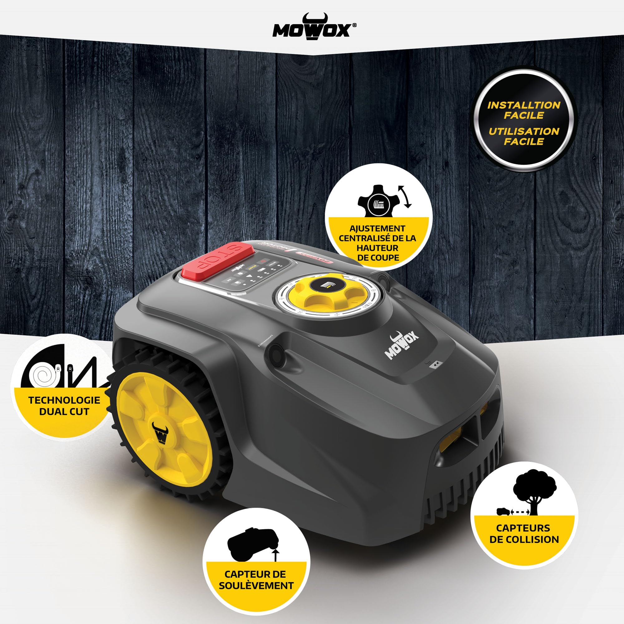 Mowox RM 1000 WIU SN - Robot cortacésped Mowox 20 V/4,0 Ah - 18 cm de Corte - Conectividad WiFi y Bluetooth hasta 30 Metros (1000 m²)