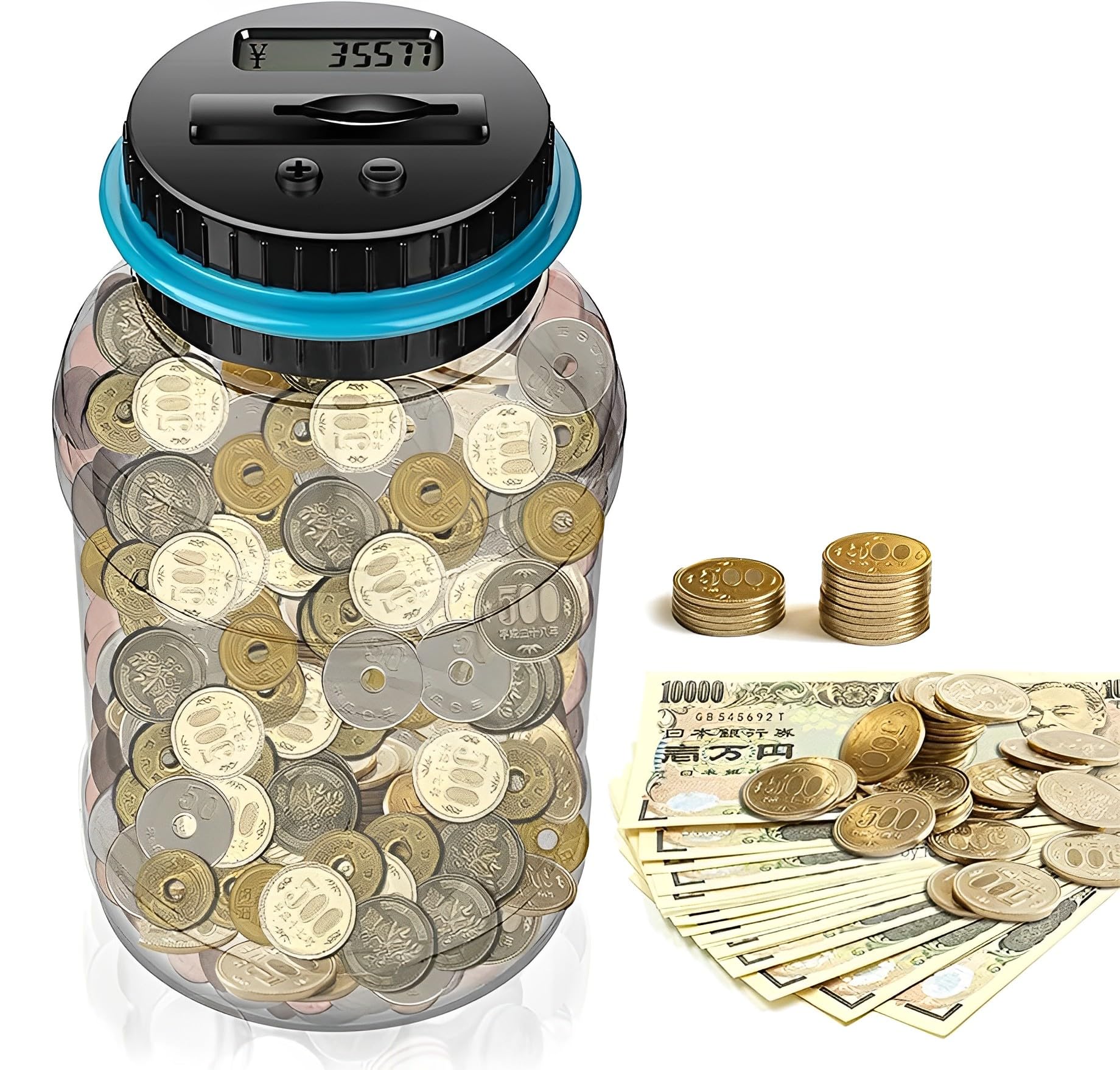 RYAKOIM 貯金箱 透明貯金箱 小銭 piggy bank 大容量 自動計算 デジタルカウンターバンク カウントバンク コインを貯える 貯蓄 お金  旅行 子供 計算 お小遣い 貯まる 硬貨 お年玉 デジタル液晶付 おもしろ バラエティグッズ プレゼント (12*12*22 CM)