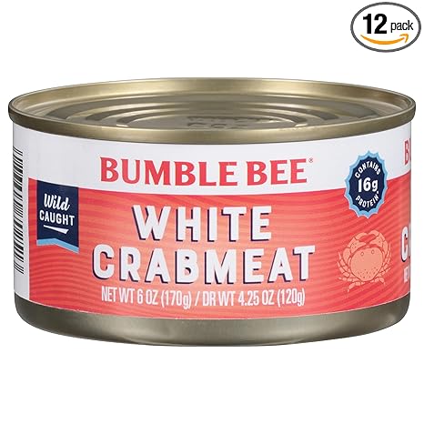 Bumble Bee White Flake Crab Meat in Water, 6 oz Can - 16g Protein & 1g Carb Per Serving - Wild Caught, Flaky, Drain Before Use, 6 Ounce (Pack of 1)