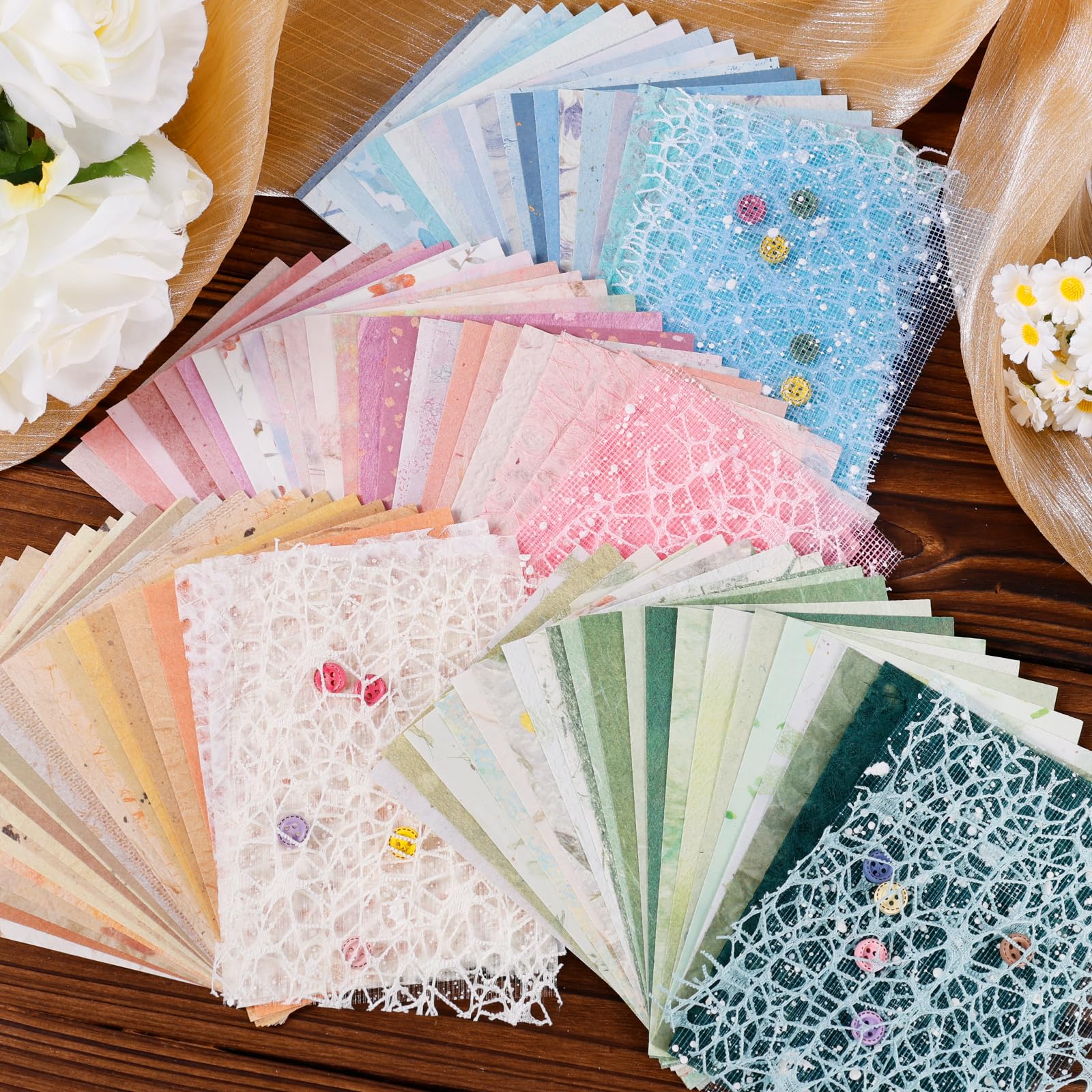 78 Fogli Di Carta Per Scrapbooking Testurizzata - Formato 14x10 Cm, Colori Misti Con Motivi E Tessuto Mesh, Per Biglietti E Decorazioni