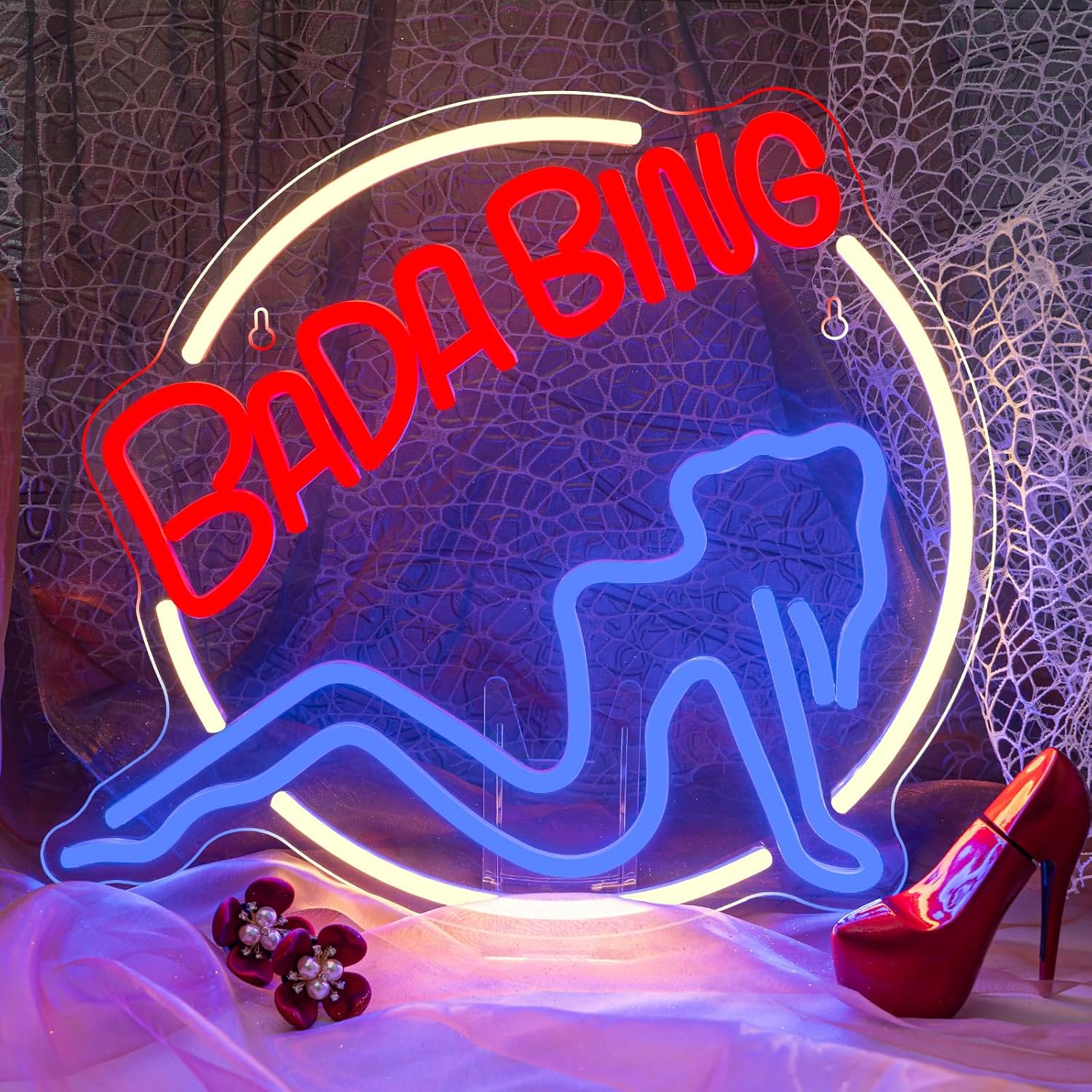 Bada Bing Neon Signs Led Sign for Bedroom Sopranos Merch Light up Sign Neon Light Sign with USB/Switch Operated Man Cave Led Neon Sign for Wall Decor Bar Club Party Bedroom