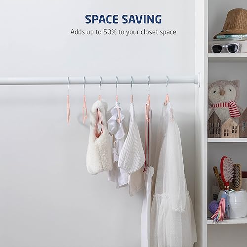 Miniatura 4 de ZOBER Perchas de terciopelo premium para niños (14.0pulgadas  50 unidades), antideslizantes, ultra delgadas para ahorrar espacio, para niños, gancho