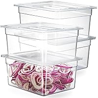 Vista 11 de CURTA Paquete de 6 bandejas de comida NSF, tamaño 1/9 de 4 pulgadas de profundidad, plástico de policarbonato comercial transparente apto