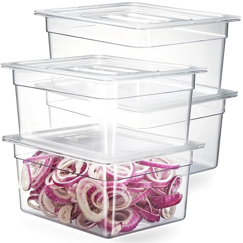 Vista 33 de CURTA Paquete de 6 bandejas de comida NSF, tamaño 1/6 de 2 1/2 pulgadas de profundidad, plástico de policarbonato comercial transparente apto