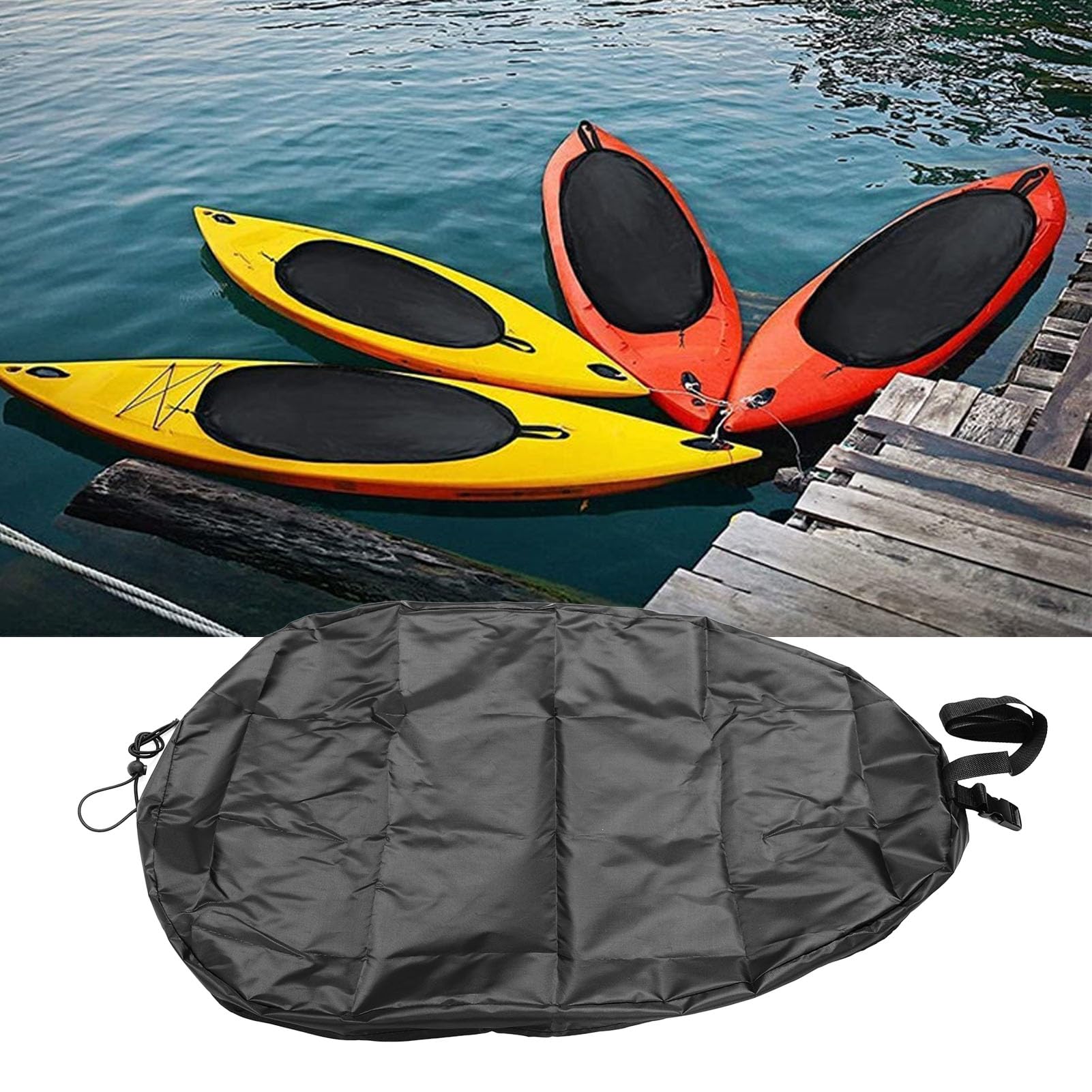 Asixxsix Kayak Cockpit Cover, 420D Oxford Fabric Seal Cockpit Cover, All Round Coverage Kayak Canoe Cockpit Protector for Indoor and Outdoor, Seat Cover (M)