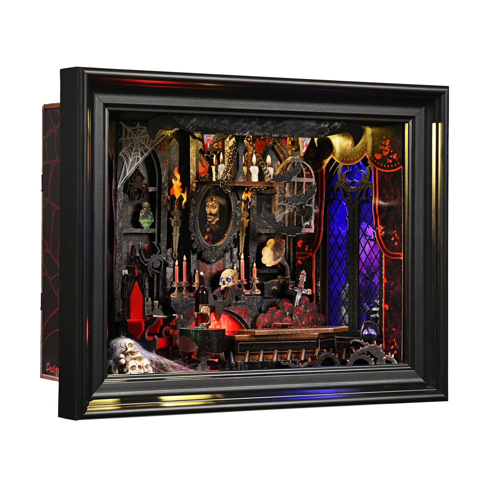 ETKVR Book Nook Kit, Picture Frame Booknook, Wall Mounted Miniature Dollhouse Kit, DIY 3D Wooden Puzzle for Home Bookshelf Decoration - Vampire Count Dracula