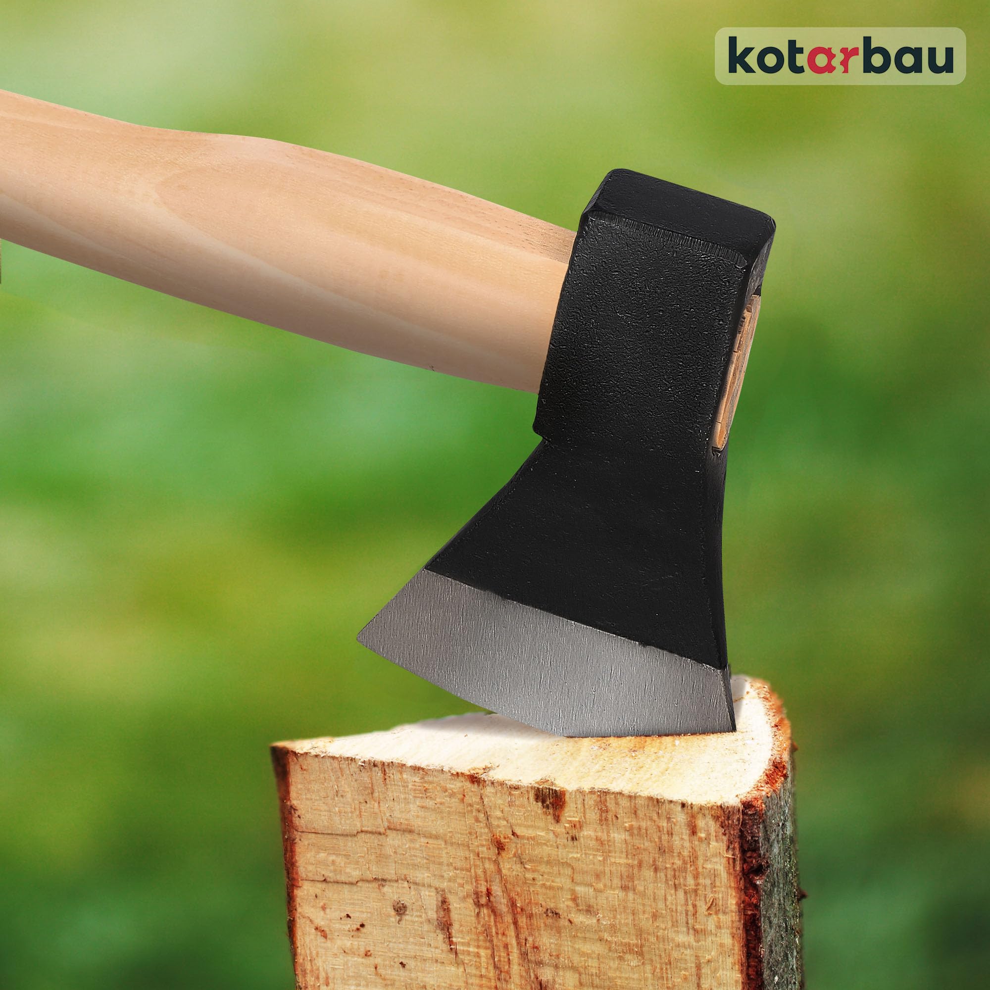KOTARBAU® Hacha forjada 1,8 kg Longitud total 783 mm con mango de madera Hacha para hendidura de madera Hacha de cañón Martillo de madera
