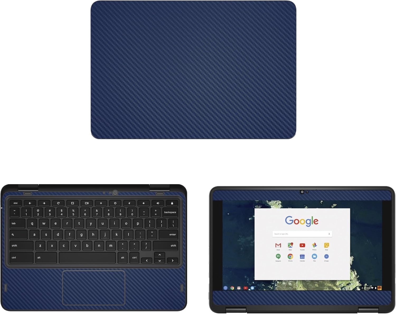 Decalrus - Protective Decal for Dell ChromeBook 5190 (11.6" Screen) Laptop Blue Carbon Fiber Skin Skins Decal for case Cover wrap CFdellChrmbk11_5190Blue