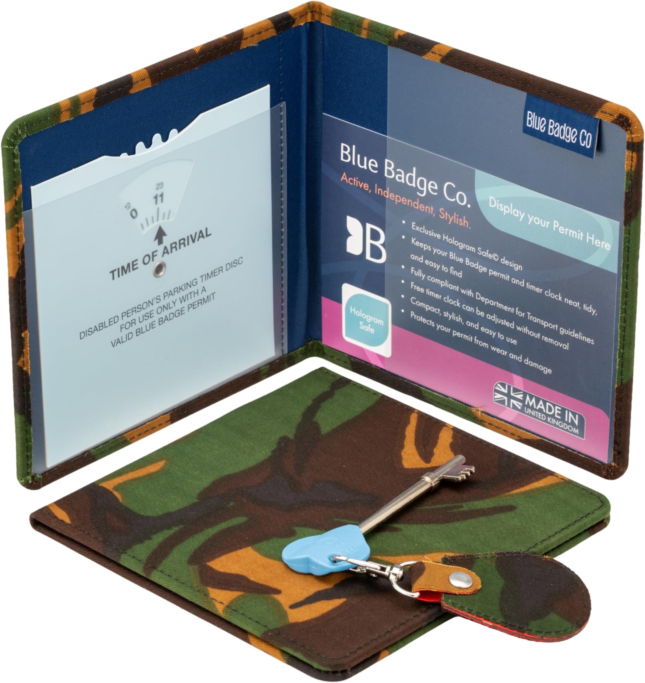 Blue Badge Permit Cover with Matching Key Ring in Army Camo