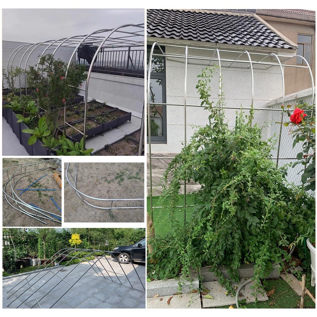 Enrejado de jardín de acero inoxidable de 240 cm para plantas trepadoras, arco de rosas de media altura, resistente a la intemperie, decoración al aire libre, 250 x 240 cm, accesorio de jardín