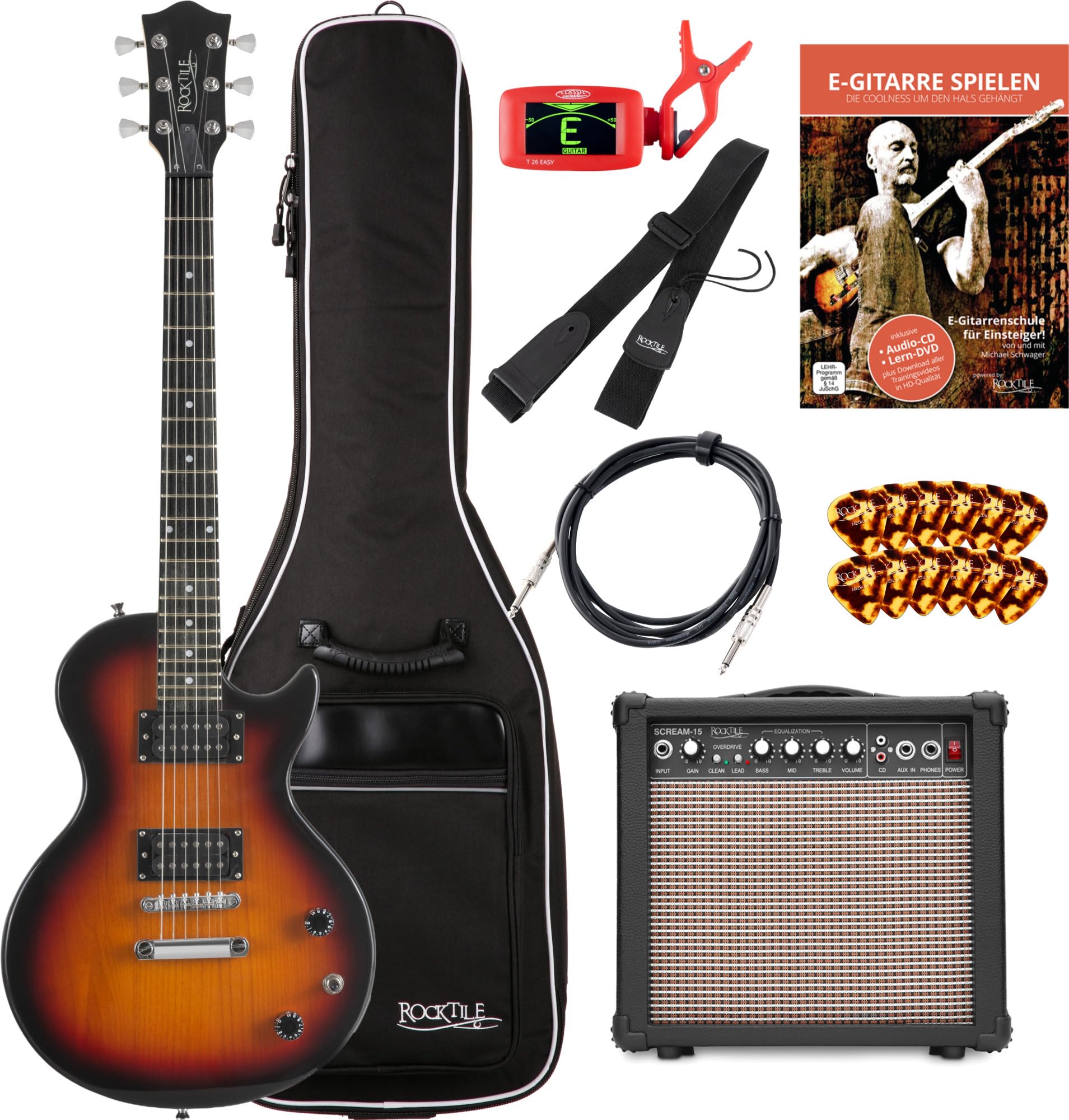 Rocktile L-100 SB E-Gitarre Sunburst Starter SET
