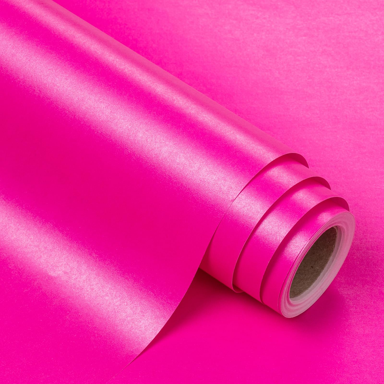 WRAPAHOLIC Solid Color Premium Pearl Glossy Wrapping Paper, Hot Pink Matte Gift Wrapping Paper - Perfect for Wedding,Valentine's Day,Birthday,Party(17in x 32.8ft Roll, 46 Sq. Ft)