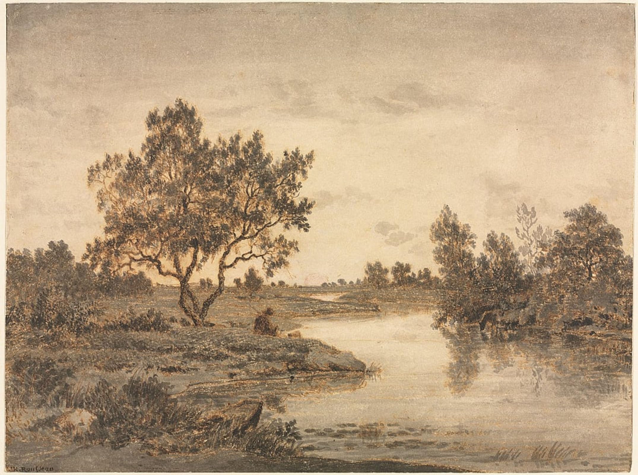 POSTERIIk Famous Animal Posters Vintage Picture the Fisherman the Fisherman by Pierre Etienne Theodore Rousseau Modern Wall Decor for Home Decor 60x90cm