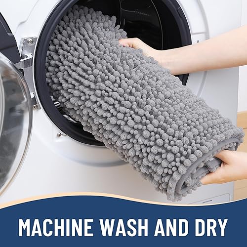 Miniatura 7 de Arotive - Alfombra para el baño de felpilla, extrasuave y grueso, absorbente y peludo, antideslizante, lavable en lavadora y apto para secadora,