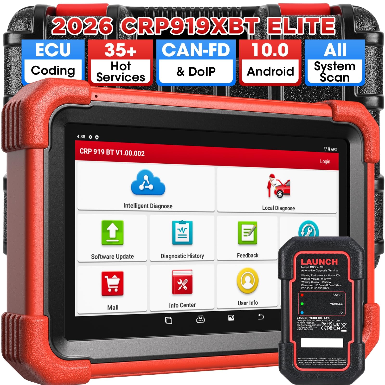 Launch X431 CRP919XBT ECU Coding OBD2 Scanner, Bidirectional Scan Tool for All Systems, Over 35 Hot Services, CANFD DOIP FCA SGW, 150 Brands, Android 10, 2 Years-image-37
