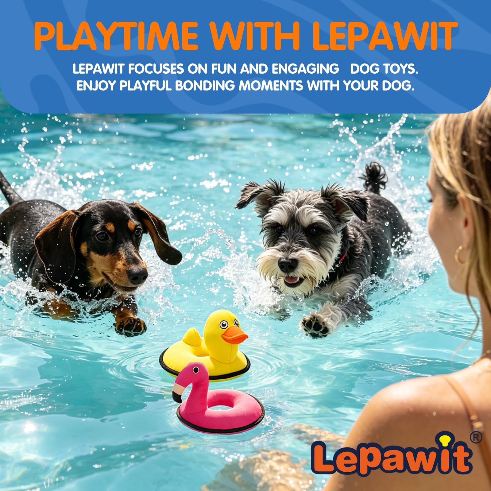 Quietschendes Hundespielzeug, schwimmendes Hundespielzeug für drinnen oder draußen, Schwimmring-Design, interaktives Hundegeschenk für kleine und mittelgroße Hunde, gelbe Ente
