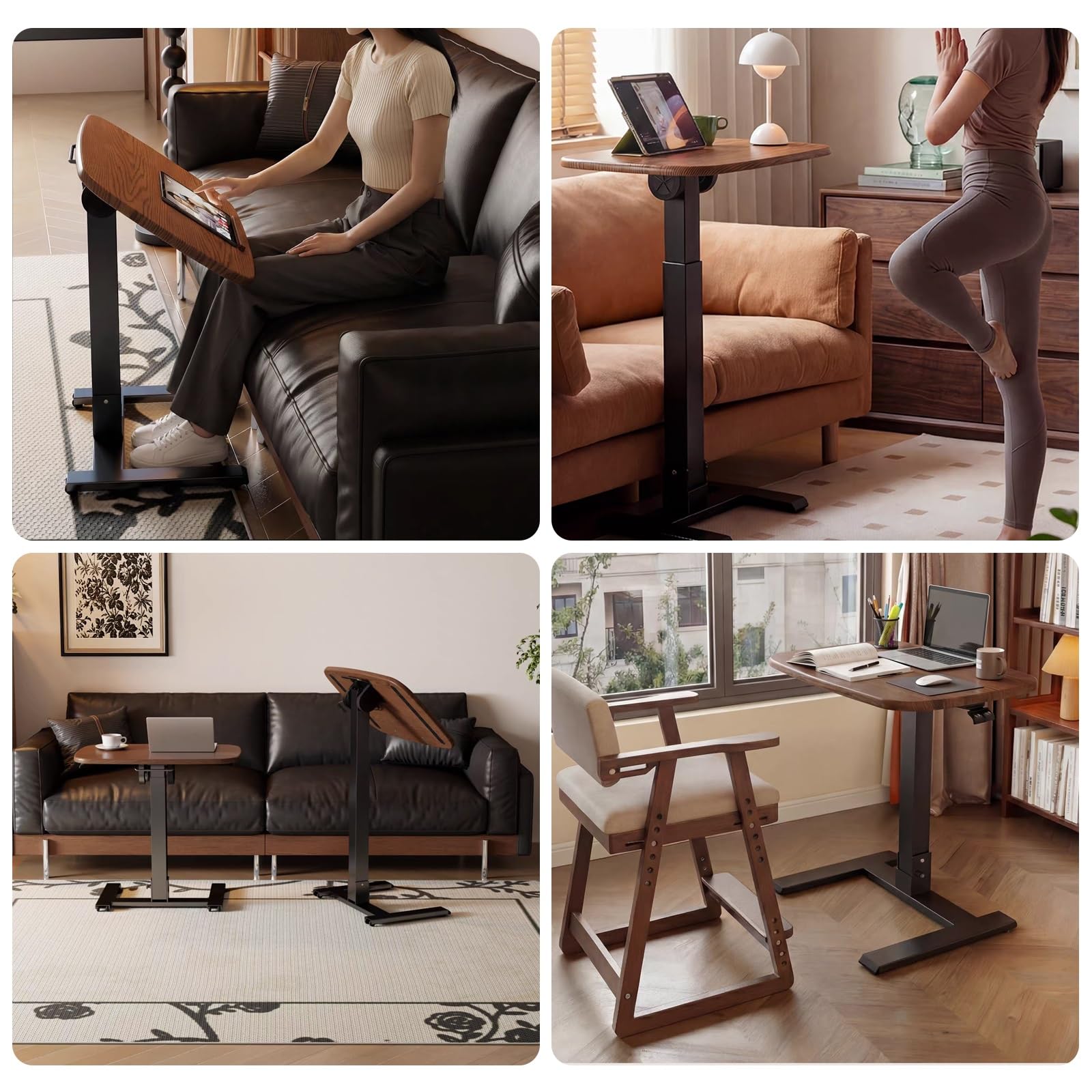 Mesa ajustable para cama con ruedas, carrito de escritorio para laptop