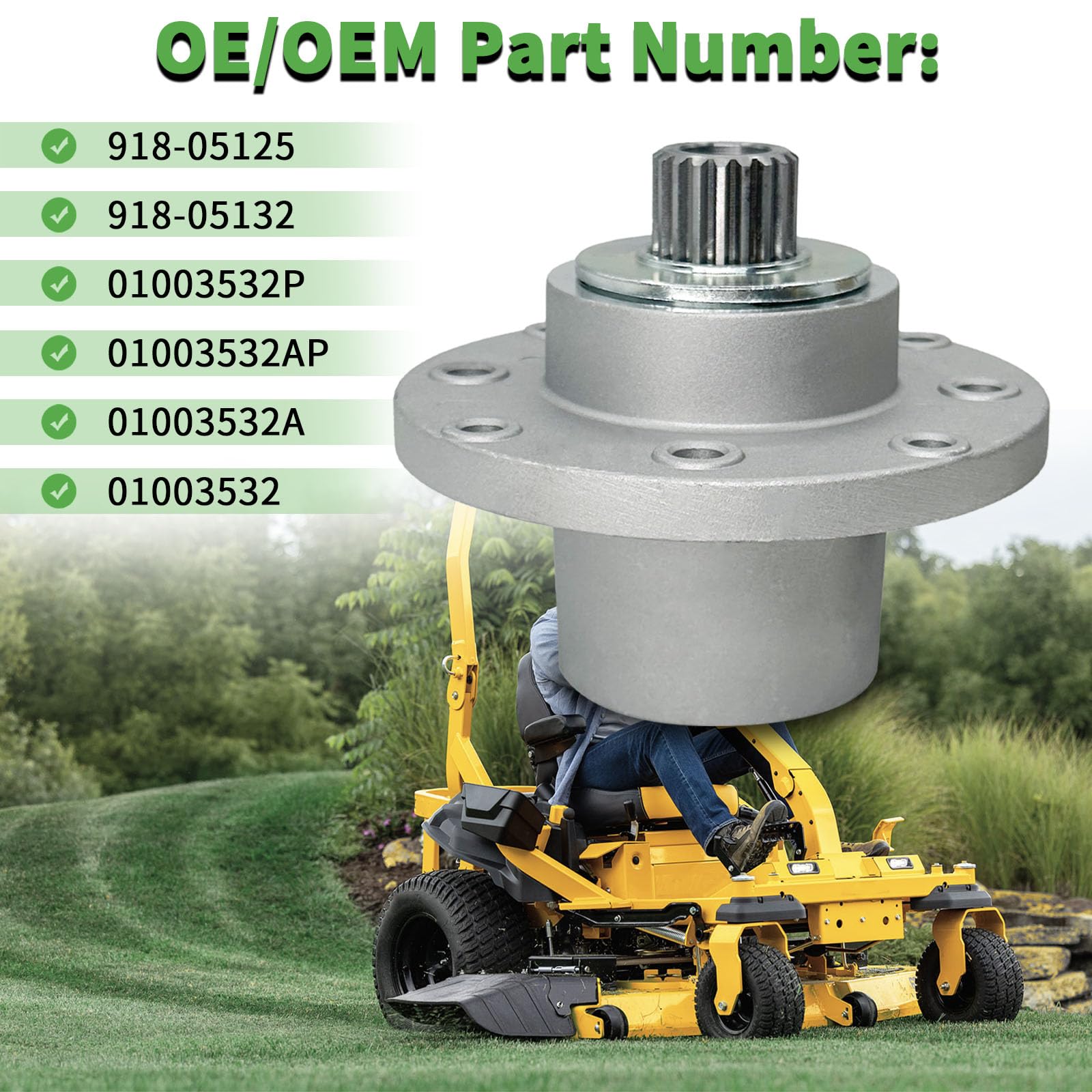918-05125 - Conjunto de husillo de cubierta para MTD Cub Cadet Tank M48 Tank M54 Tank M60 Tank M72 GF1748 HF1748 HF1954 HFF1748 S6031 S6032