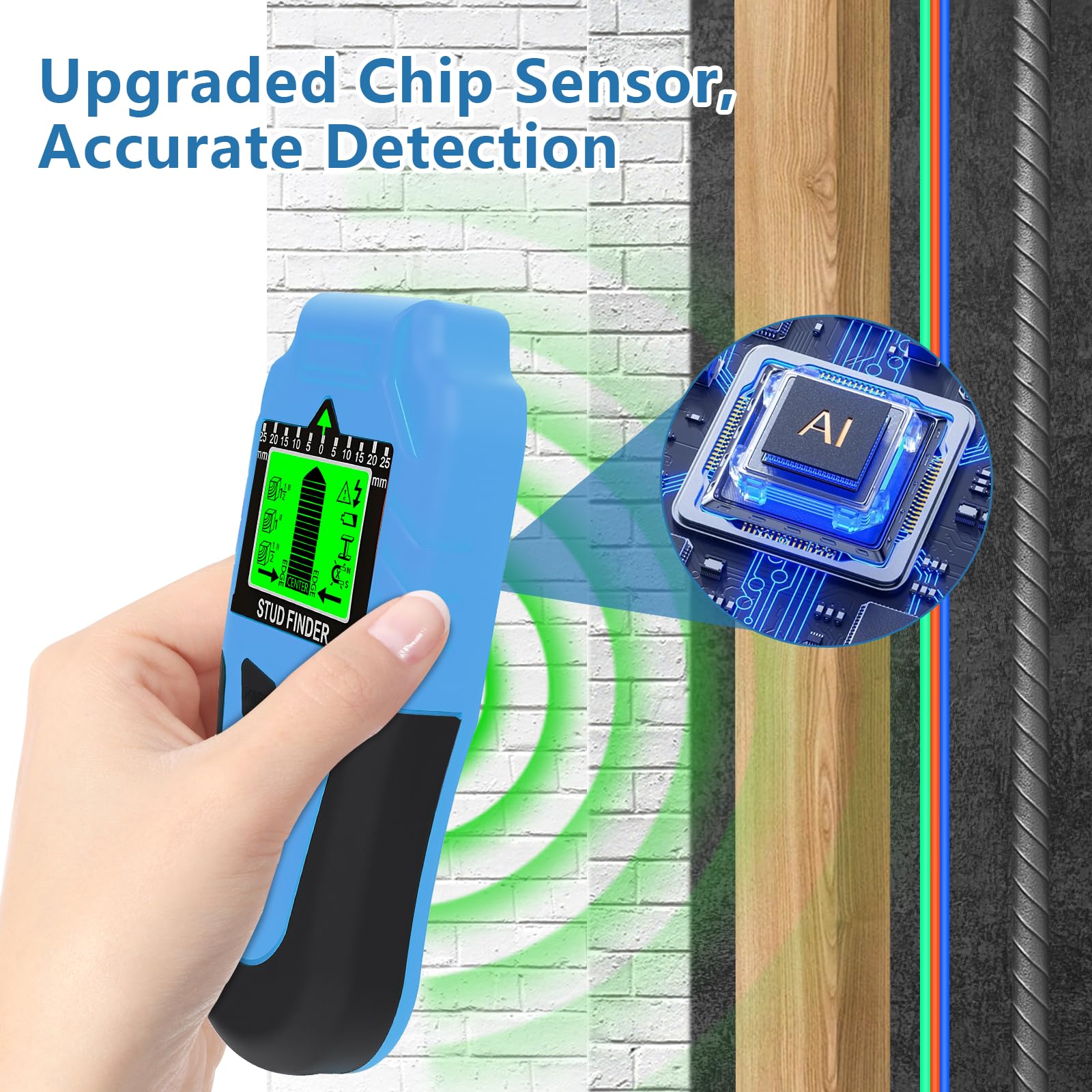 Rilevatore di perni ricaricabile 5 in 1 Stud Finder - Scanner da parete con display LCD e segnale acustico, rilevatore di travi per legno, metallo e cavi elettrici, rilevatore a parete USB per