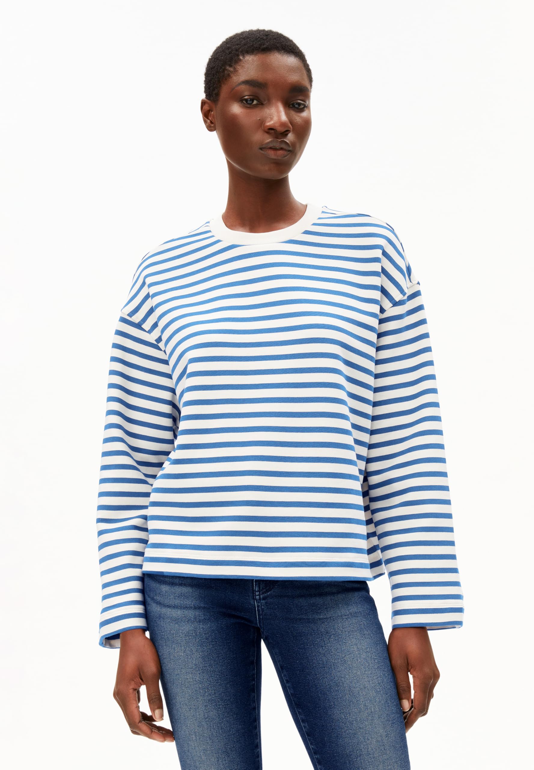 ARMEDANGELS Damen Sweatshirt aus Bio-Baumwolle FRANKAA MAARLEN Stripe Oversized Fit