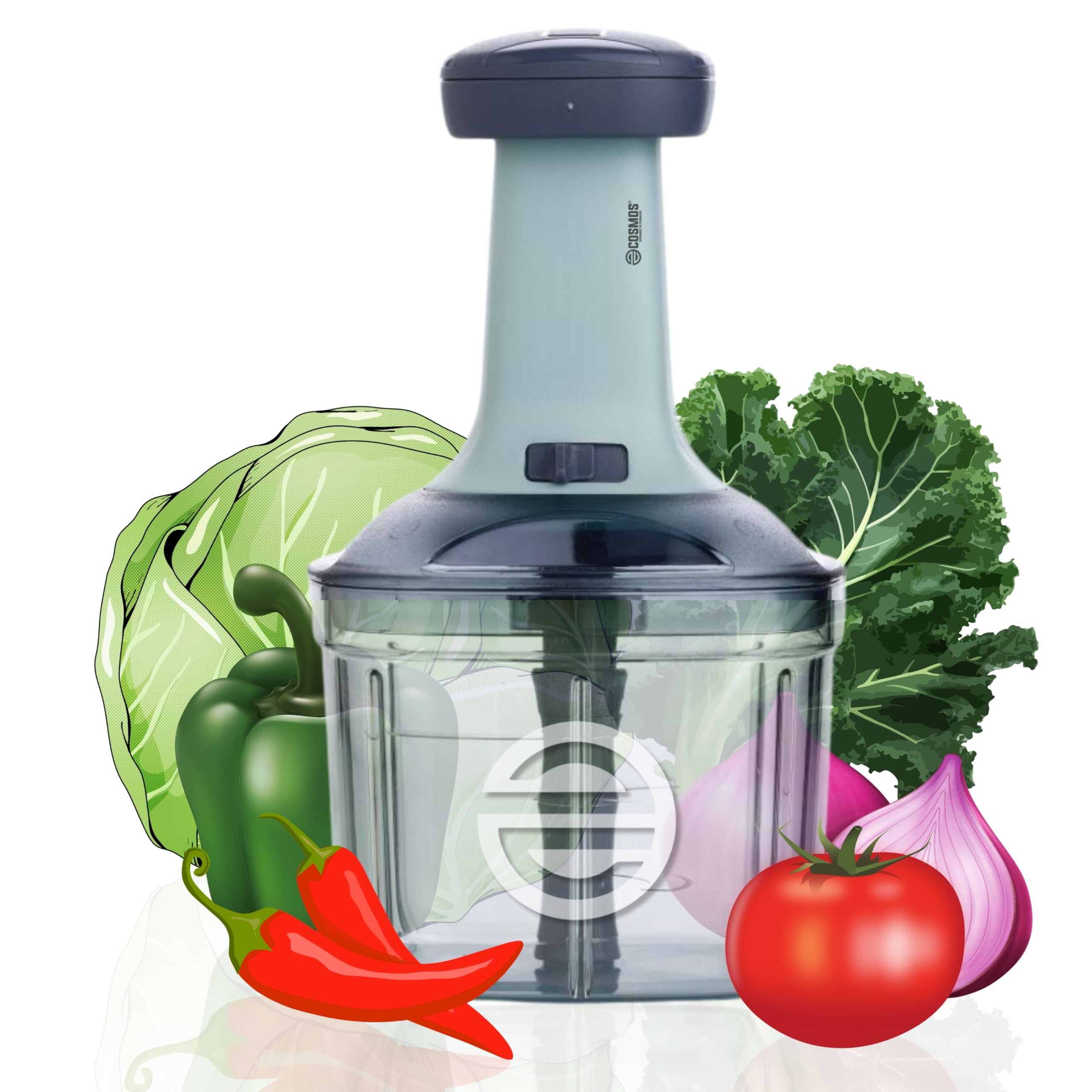 E-COSMOS Food Chopper Manual Hand Press Push Chopper with 4 Blades for Effortless Chopping Vegetables & Fruits (900 ml, Plastic) (B0DCNM2LFZ) Amazon Price History, Amazon Price Tracker