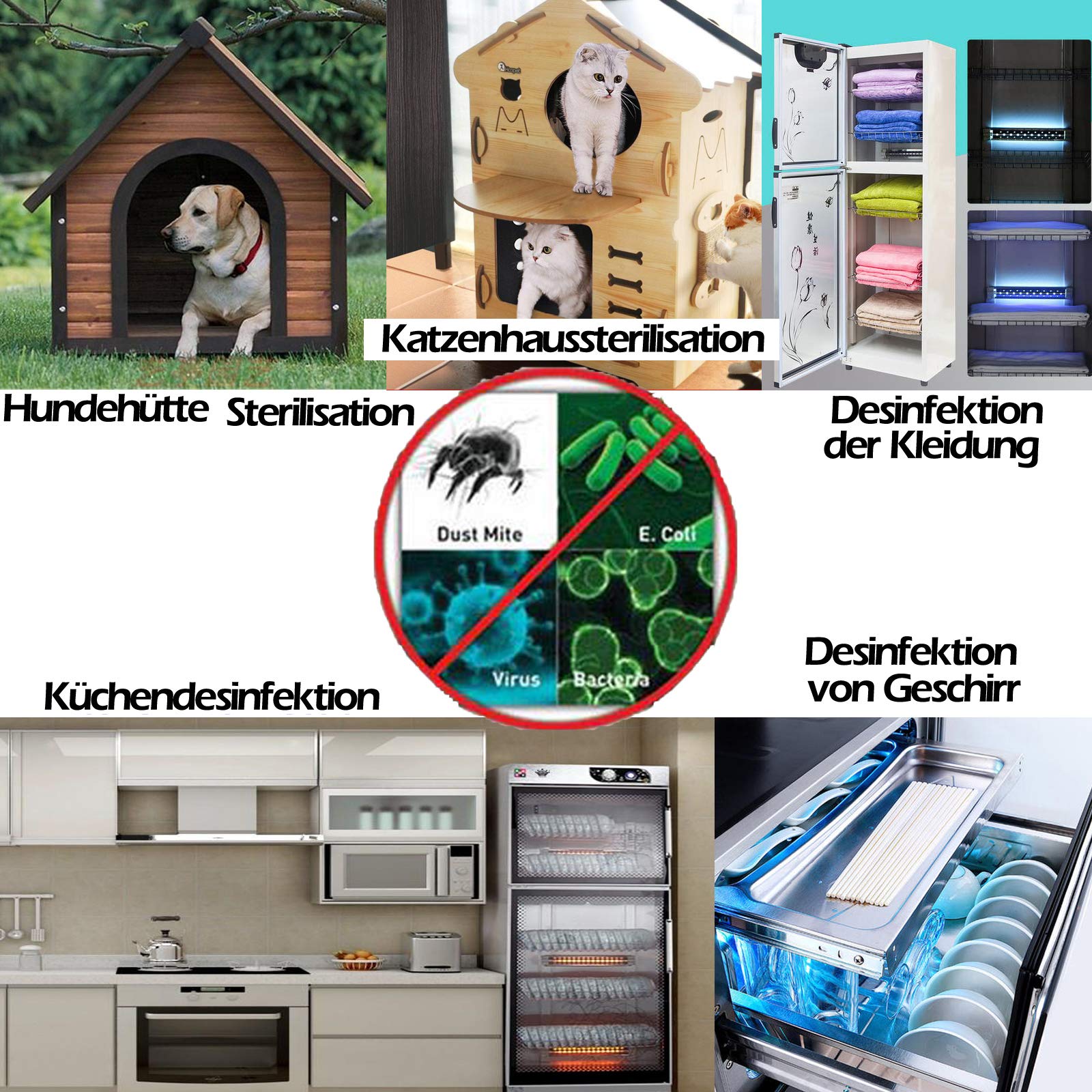 Aquarien UV Licht Wasserklärer Algen klar grün sauber Zuhause UV Sterilisator Lampe Küche UV Sterilisationslampe Hundehütte Bakterien-Killer UV Lampe für Filtertank Teich Schwimmbecken 33cm Länge