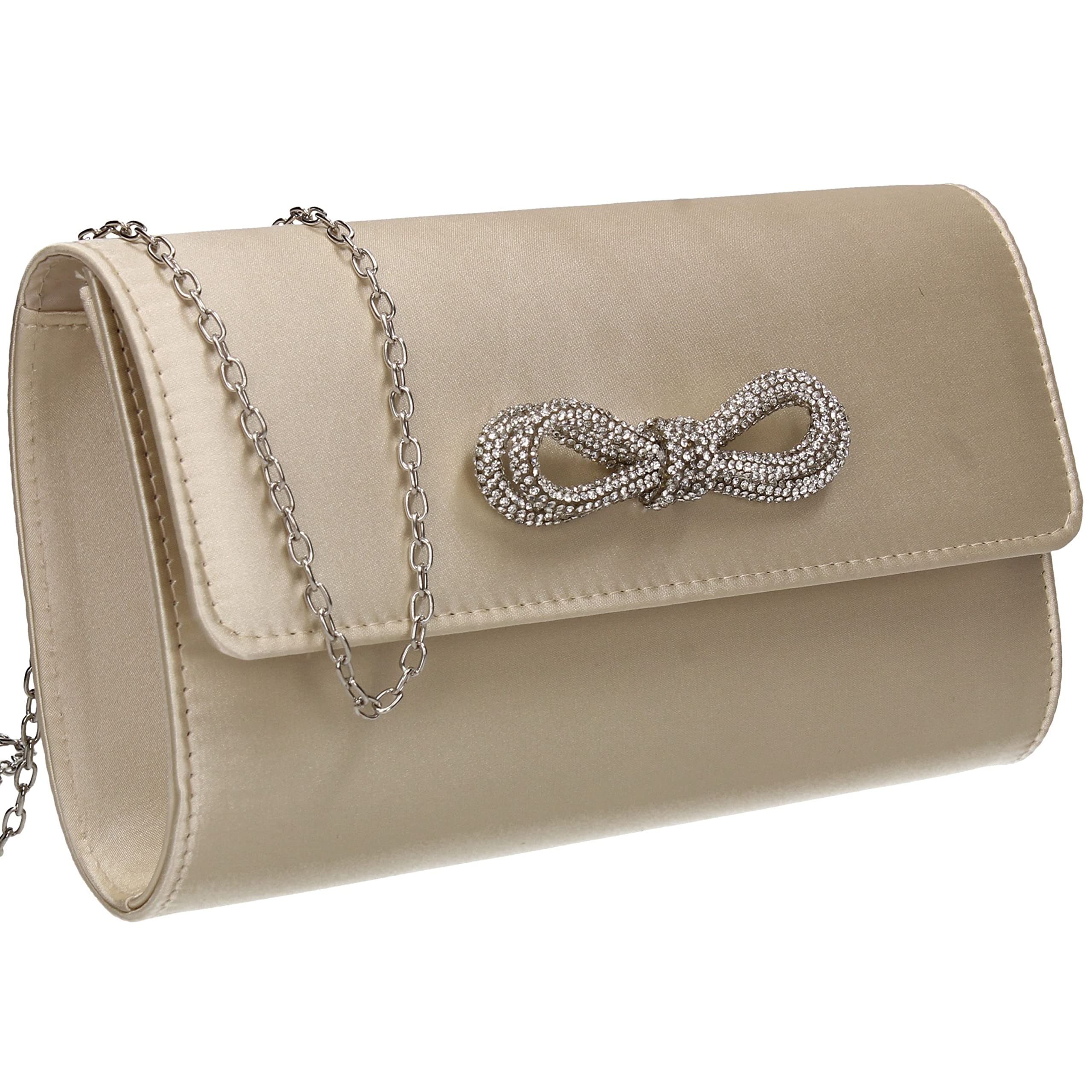 SwankySwans Daphne Satin Womens Party Prom Wedding Evening Ladies Clutch Bag Purse (Ivory)